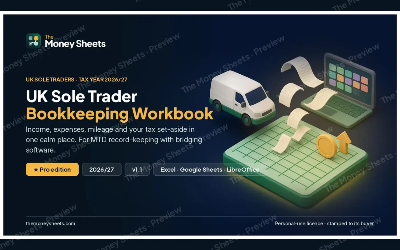 Sole Trader Bookkeeping Workbook Pro: Cover